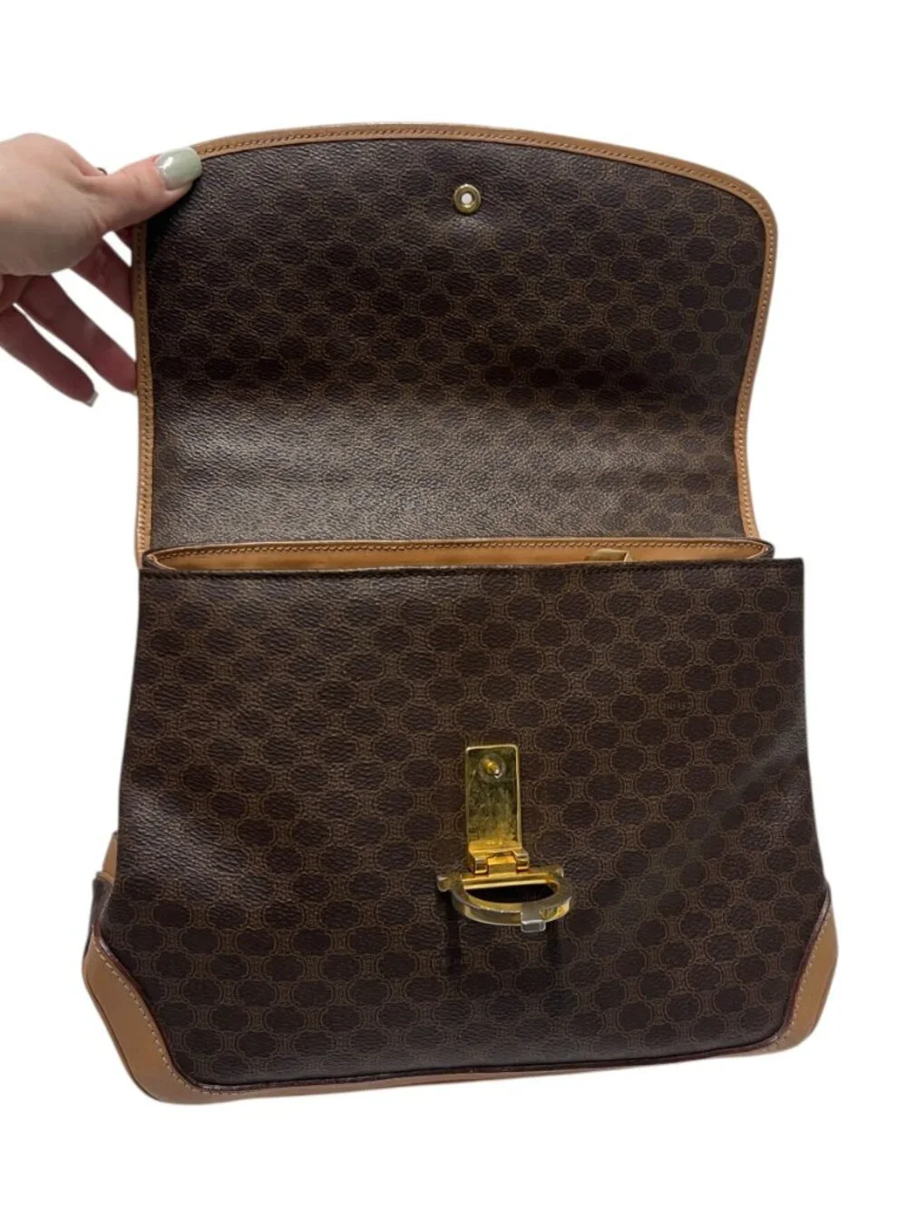 Celine VINTAGE Brown Monogram Macadam Handbag - Picture 7 of 16